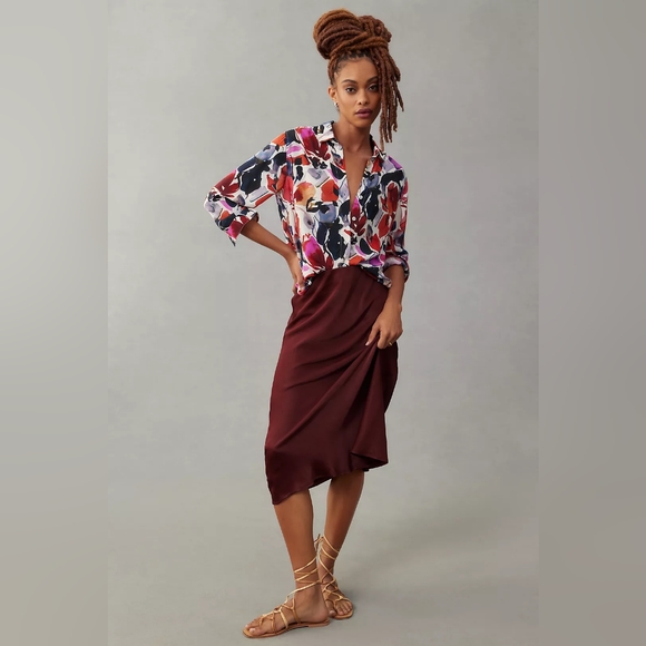 Anthropologie Cloth & Stone Printed Buttondown Shirt Floral Medium - Picture 2 of 7